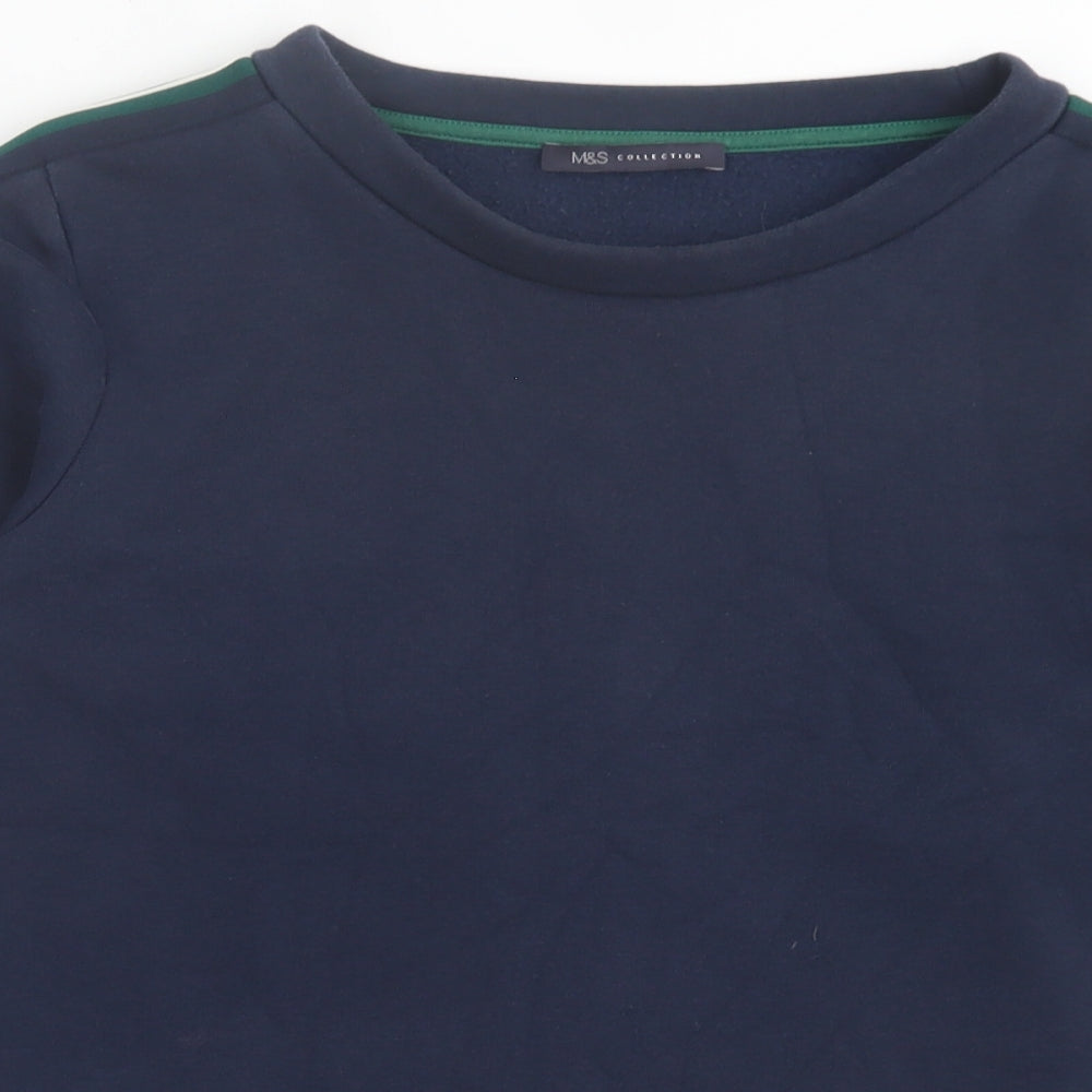 Marks and Spencer Womens Blue Striped Cotton Pullover Sweatshirt Size 8 Pullover