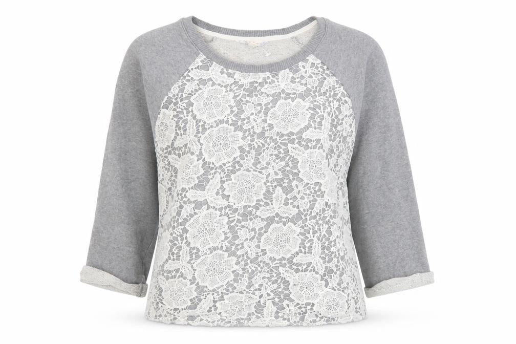 Falmer Womens Grey Floral Cotton Pullover Sweatshirt Size 14 Pullover