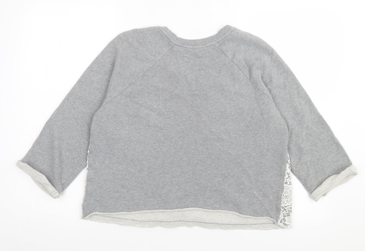 Falmer Womens Grey Floral Cotton Pullover Sweatshirt Size 14 Pullover