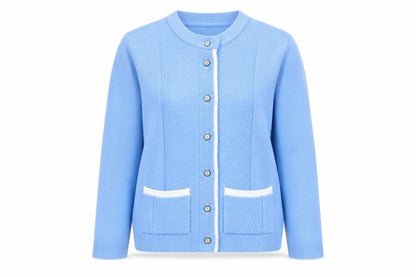 Journey Womens Blue Collared Acrylic Cardigan Jumper Size S