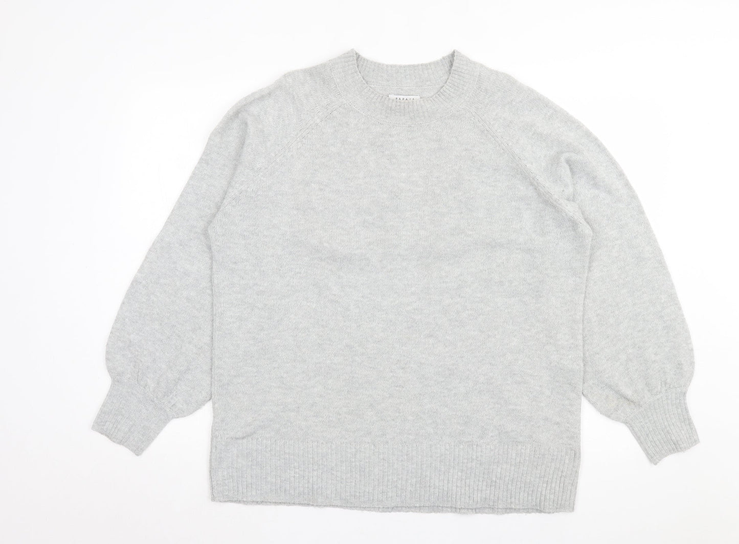 Papaya Womens Grey Crew Neck Acrylic Pullover Jumper Size L