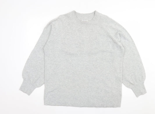 Papaya Womens Grey Crew Neck Acrylic Pullover Jumper Size L