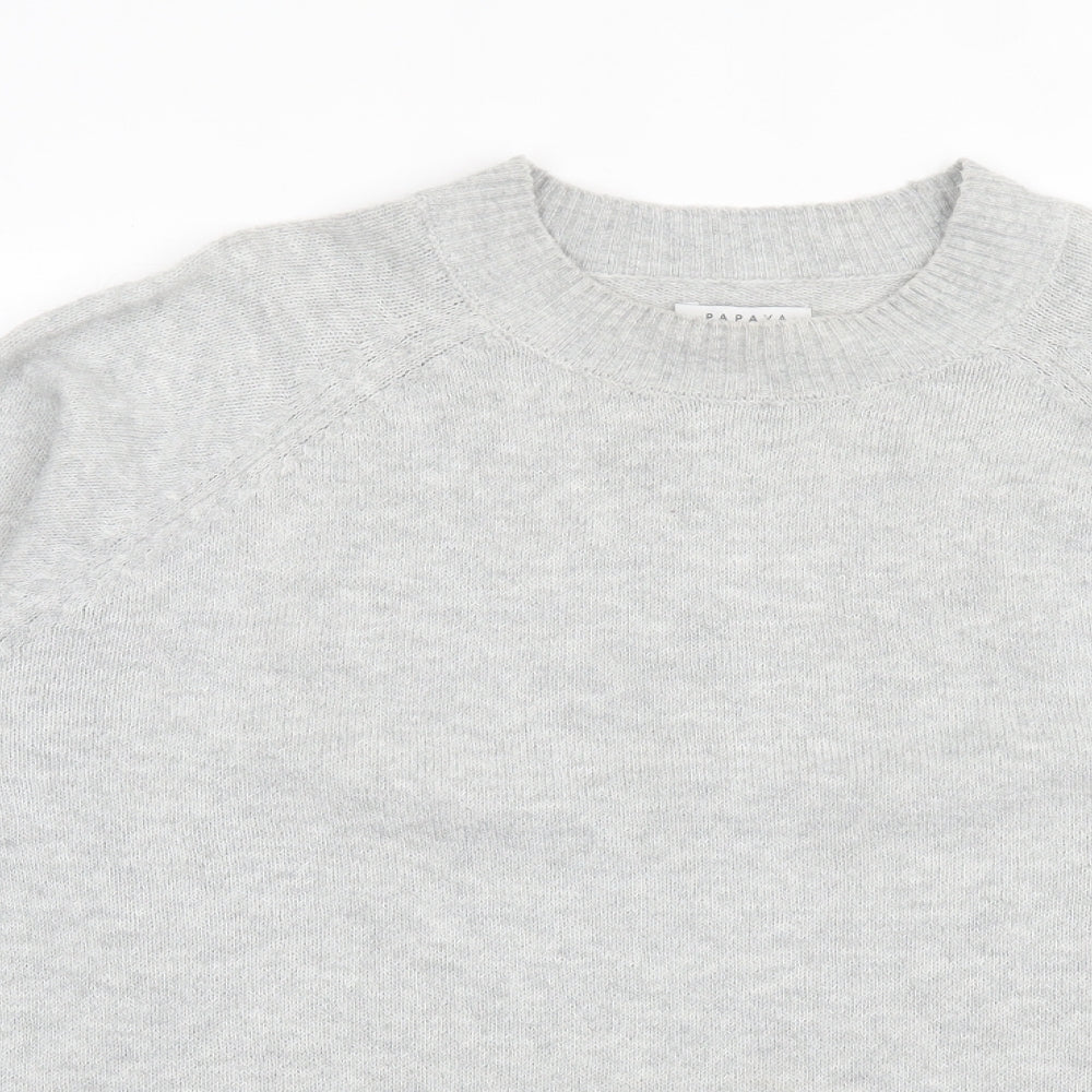 Papaya Womens Grey Crew Neck Acrylic Pullover Jumper Size L