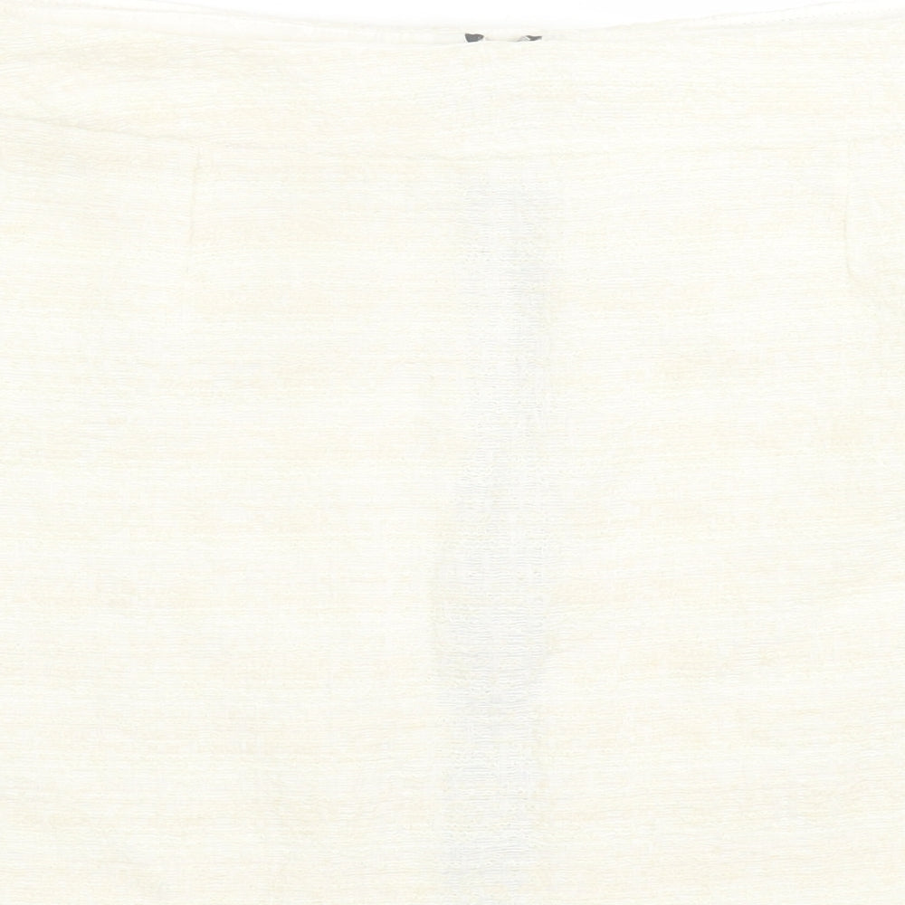 Zara Womens Ivory Polyester A-Line Skirt Size L Zip