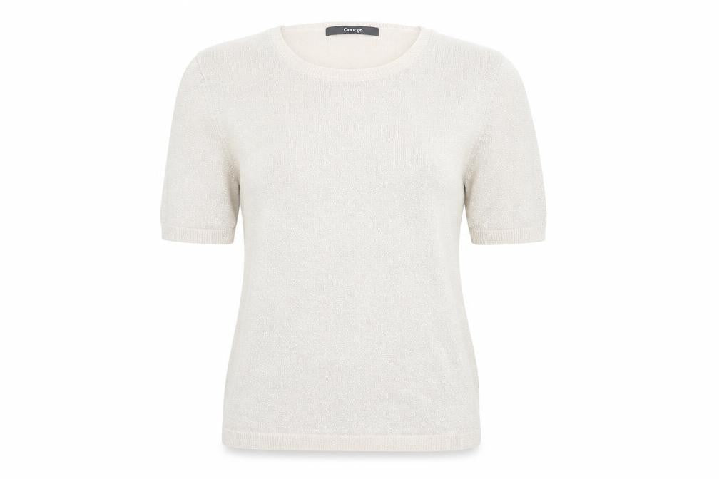 George Womens Pink Viscose Basic T-Shirt Size 8 Crew Neck