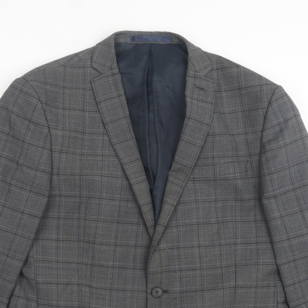 Red Herring Mens Grey Plaid Wool Jacket Suit Jacket Size 40