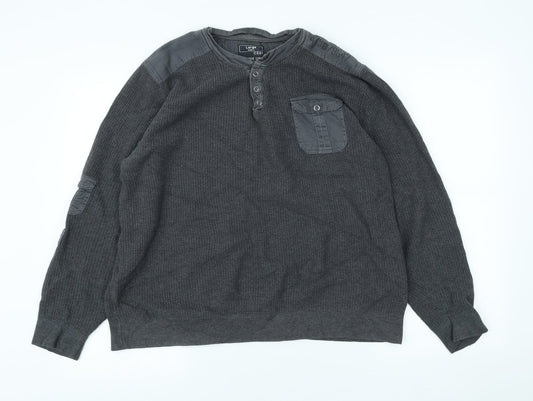 Cedar Wood State Mens Grey Polyester Pullover Sweatshirt Size L