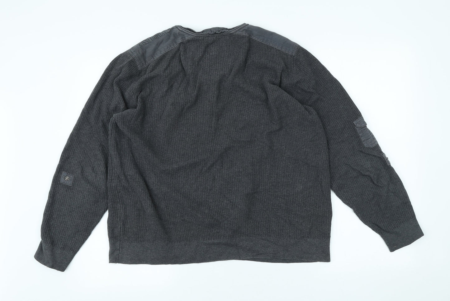Cedar Wood State Mens Grey Polyester Pullover Sweatshirt Size L