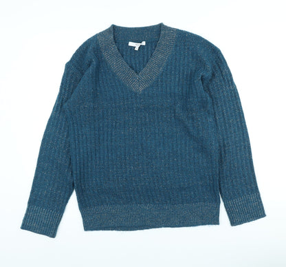 Next Womens Blue V-Neck Acrylic Pullover Jumper Size XS
