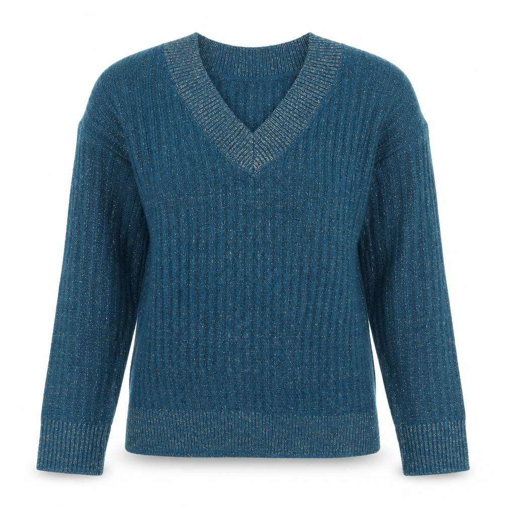 NEXT Womens Blue V-Neck Acrylic Pullover Jumper Size XS