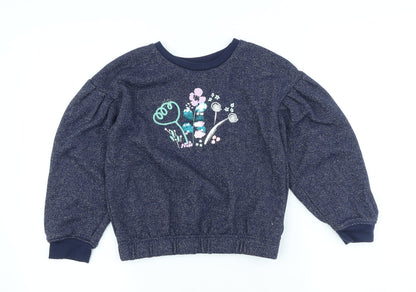 Preloved Nutmeg Girls Beige Crew Neck Polyester Pullover Jumper Size 8-9 Years - Front