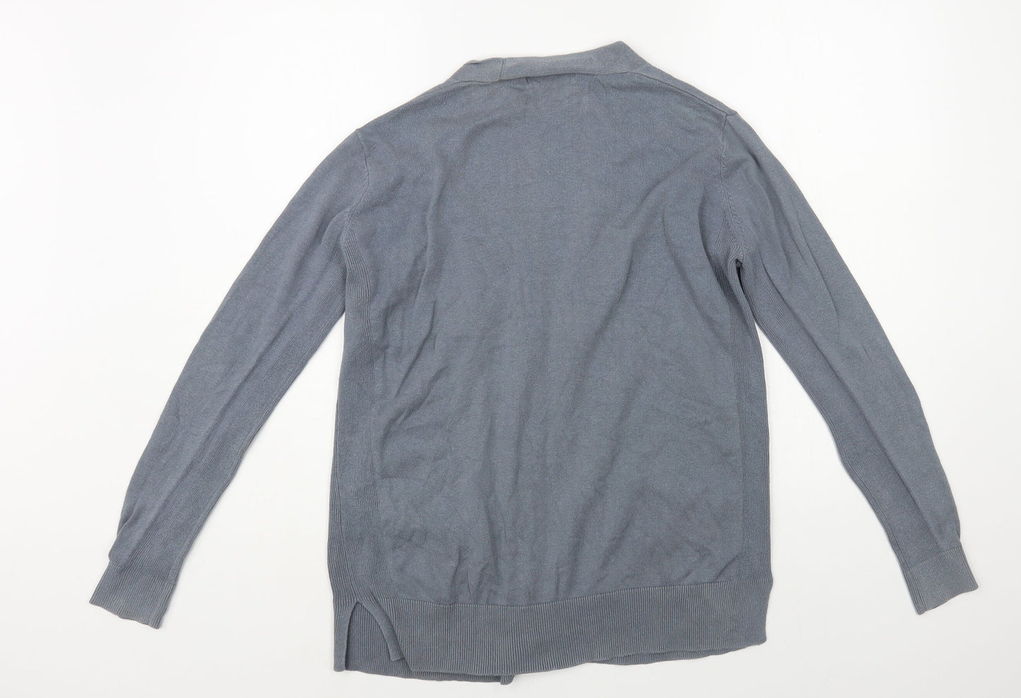 Marks and Spencer Womens Grey V-Neck Cotton Cardigan Jumper Size 12