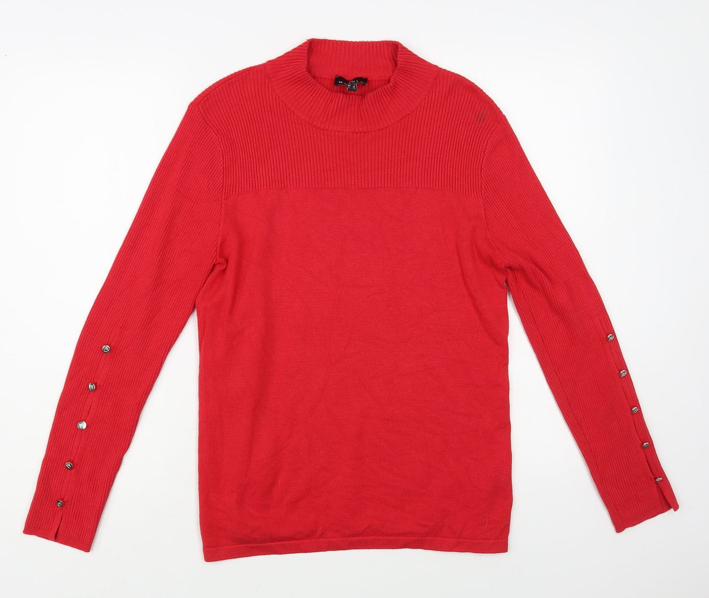 Marble Womens Red Mock Neck Viscose Pullover Jumper Size S