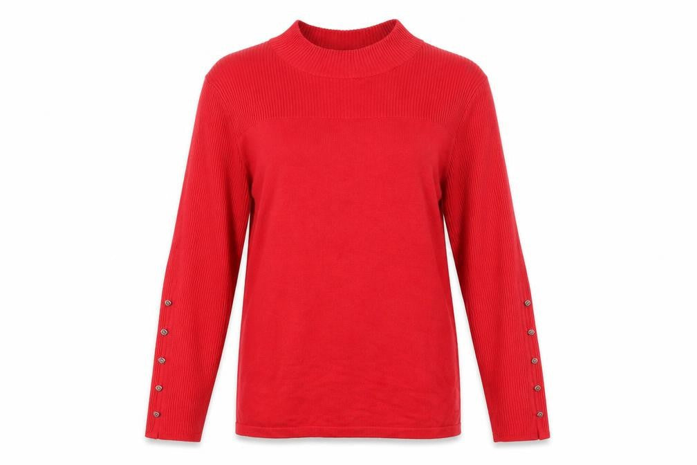 Marble Womens Red Mock Neck Viscose Pullover Jumper Size S