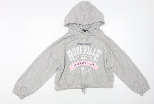Primark Womens Grey Polyester Pullover Hoodie Size 8 Pullover - Cropped