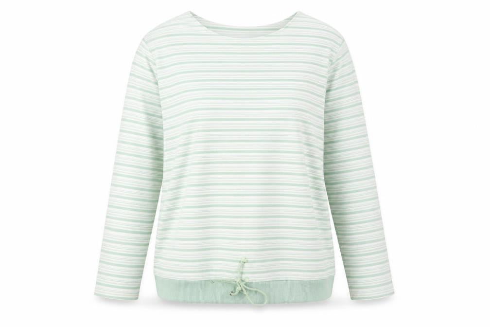 Bonmarché Womens Green Striped Polyester Pullover Sweatshirt Size XL Pullover