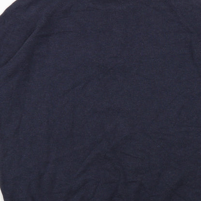 Preloved Matalan Mens Blue Collared Cotton Pullover Jumper Size M - Label