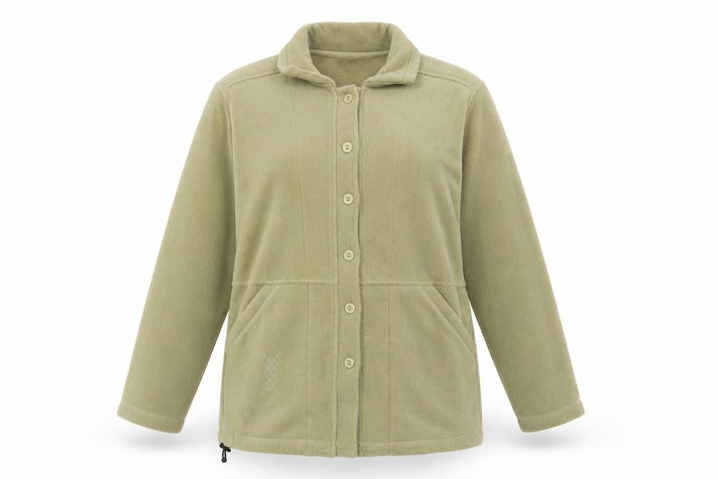 Poppy Womens Beige Polyester Cardigan Sweatshirt Size M Button