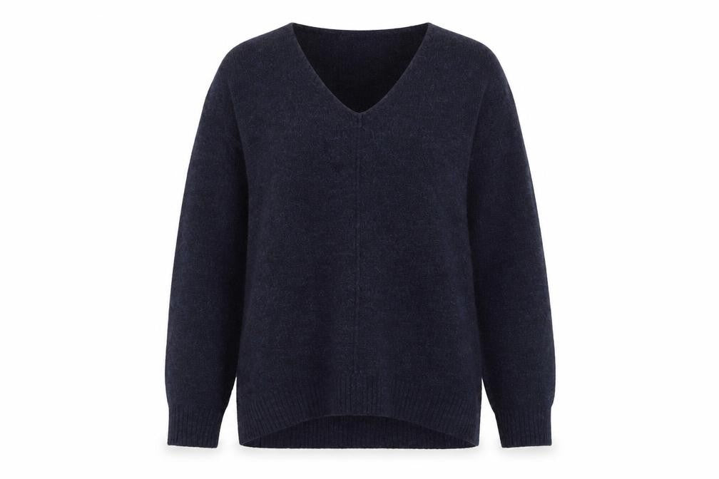 H&M Womens Blue V-Neck Acrylic Pullover Jumper Size S