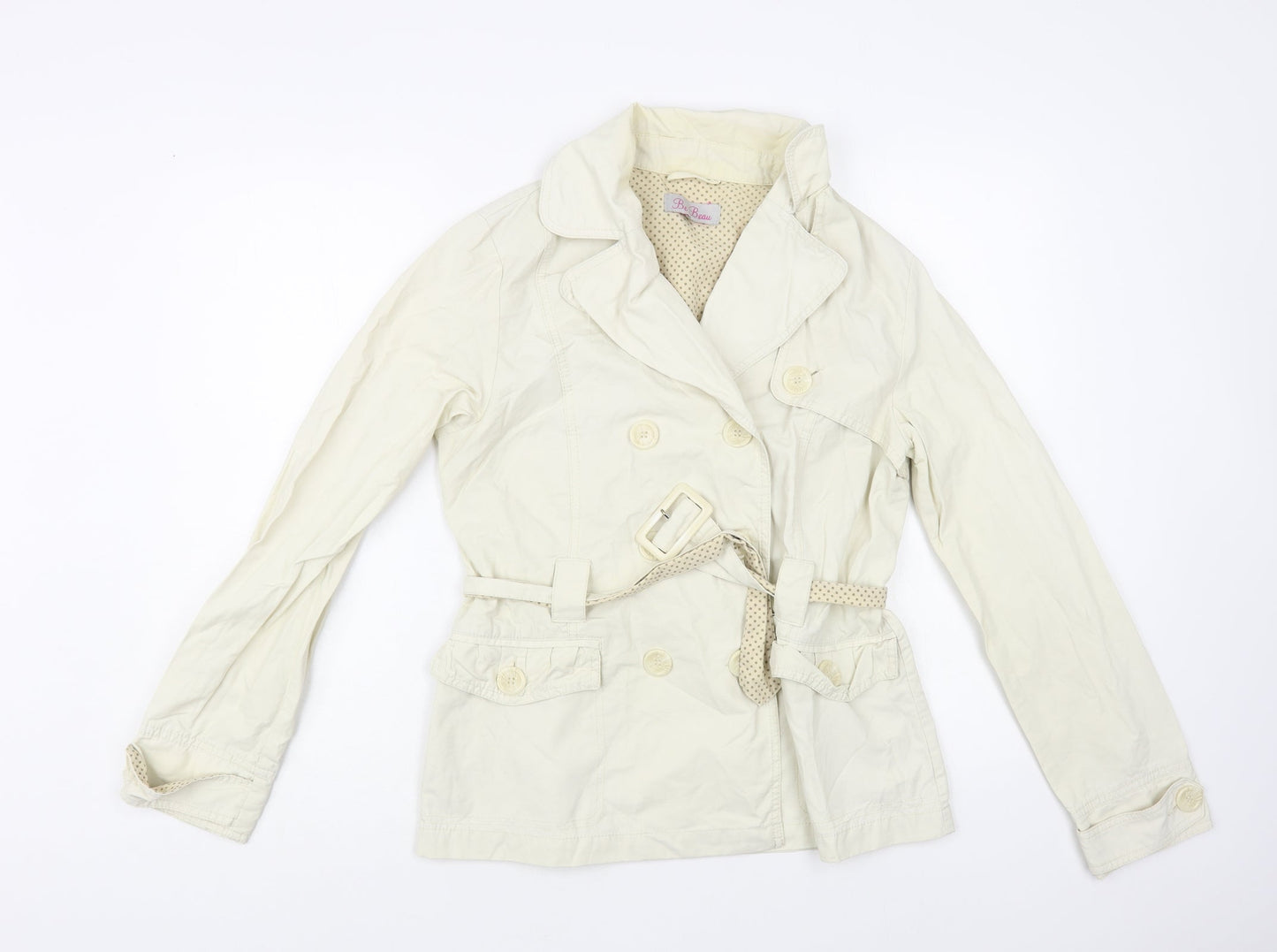 Be Beau Womens Beige Pea Coat Coat Size 12 Button