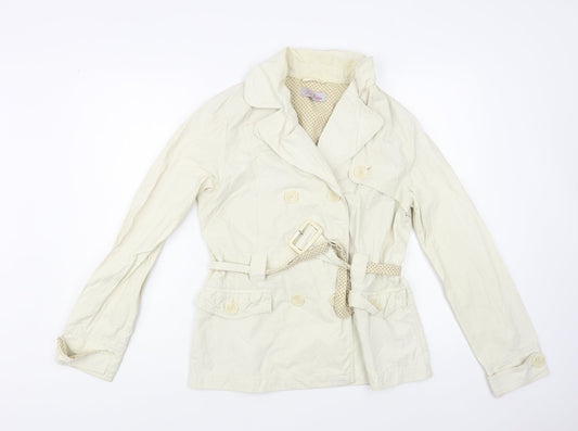 Be Beau Womens Beige Pea Coat Coat Size 12 Button