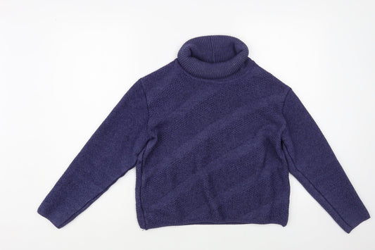 Zagara Womens Blue Roll Neck Acrylic Pullover Jumper Size M