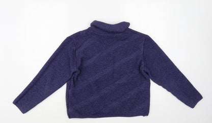 Zagara Womens Blue Roll Neck Acrylic Pullover Jumper Size M