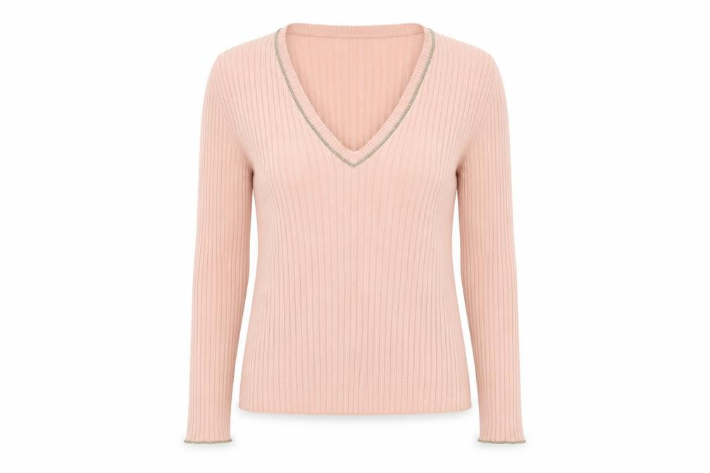 Marks & Spencer Womens Pink V-Neck Acrylic Pullover Jumper Size 12