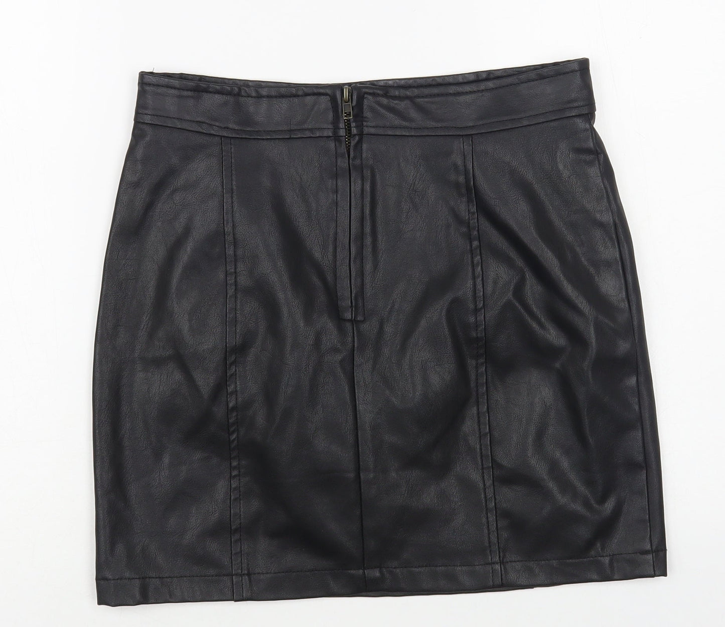 ASDS Womens Black Polyurethane Mini Skirt Size M Zip