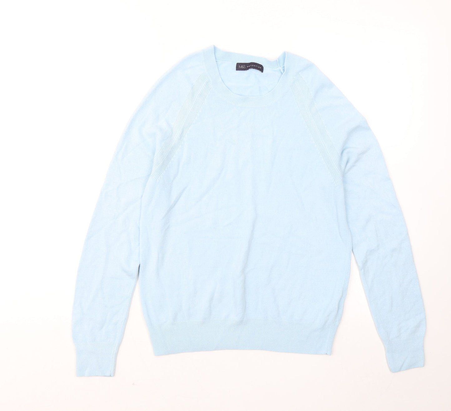 Marks and Spencer Womens Blue Round Neck Acrylic Pullover Jumper Size 8
