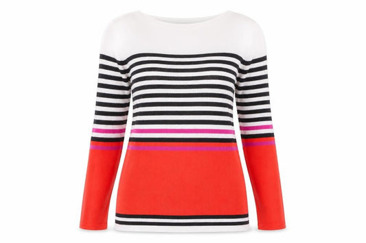 M&Co Womens Multicoloured Round Neck Striped Viscose Pullover Jumper Size 8