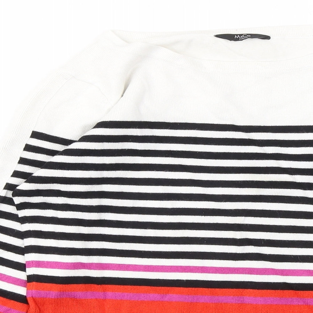 M&Co Womens Multicoloured Round Neck Striped Viscose Pullover Jumper Size 8