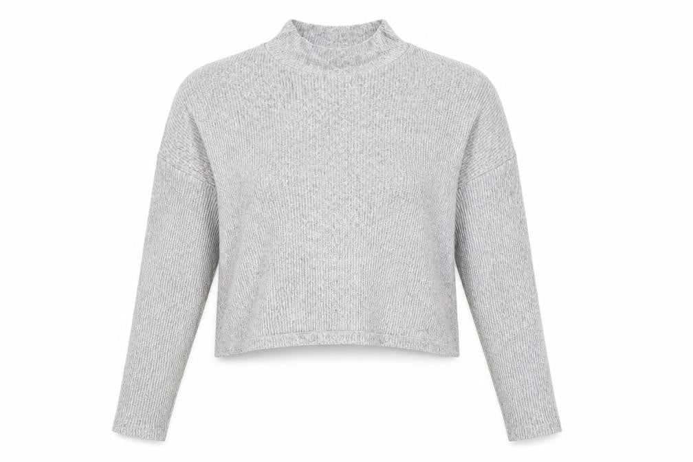 Topshop Womens Grey Mock Neck Viscose Pullover Jumper Size 12