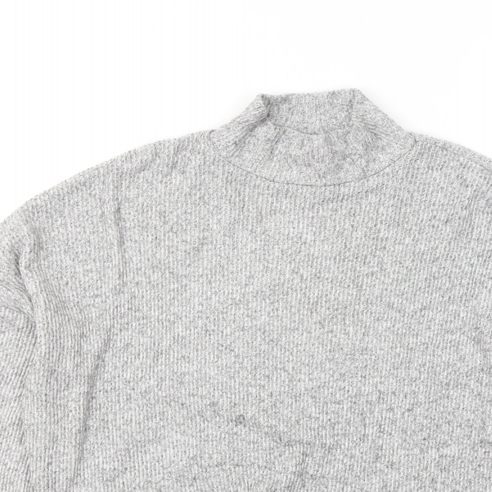 Topshop Womens Grey Mock Neck Viscose Pullover Jumper Size 12