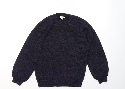 M&Co Womens Purple Round Neck Viscose Pullover Jumper Size 10
