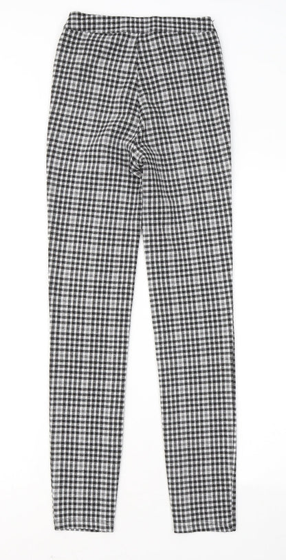 Stradivarius Womens Black Plaid Cotton Jogger Trousers Size 4 L26 in Regular