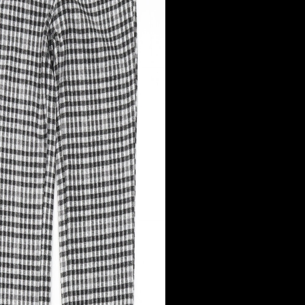 Stradivarius Womens Black Plaid Cotton Jogger Trousers Size 4 L26 in Regular