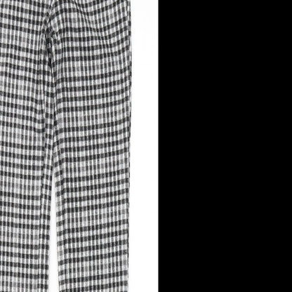 Stradivarius Womens Black Plaid Cotton Jogger Trousers Size 4 L26 in Regular