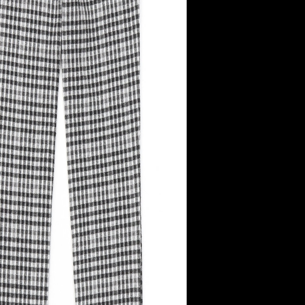 Stradivarius Womens Black Plaid Cotton Jogger Trousers Size 4 L26 in Regular