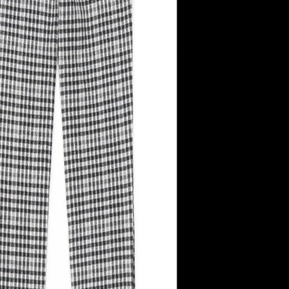 Stradivarius Womens Black Plaid Cotton Jogger Trousers Size 4 L26 in Regular