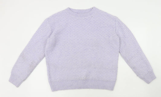 Marks and Spencer Womens Purple Round Neck Acrylic Pullover Jumper Size S