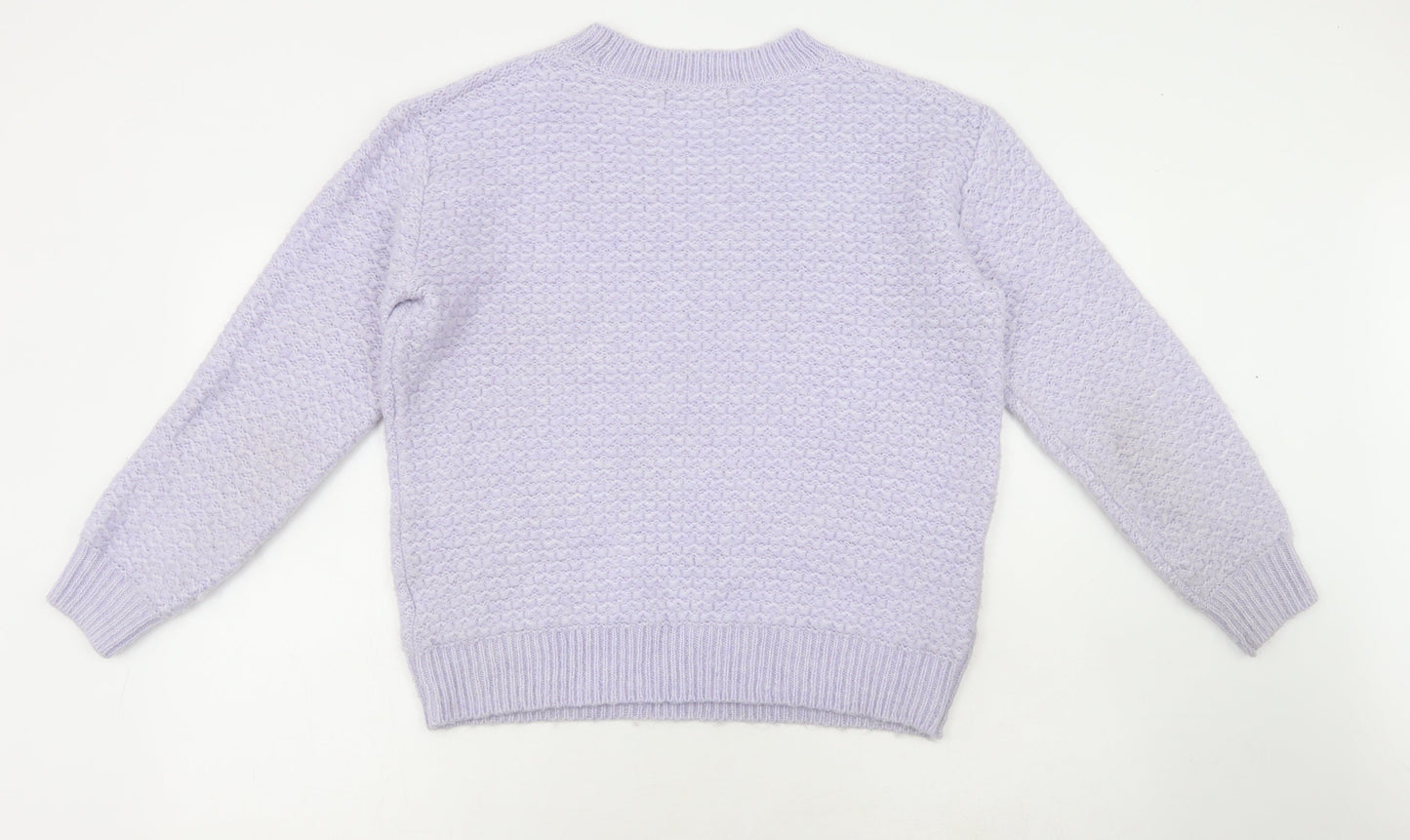 Marks and Spencer Womens Purple Round Neck Acrylic Pullover Jumper Size S