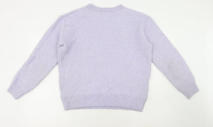 Marks & Spencer Womens Purple Round Neck Acrylic Pullover Jumper Size S