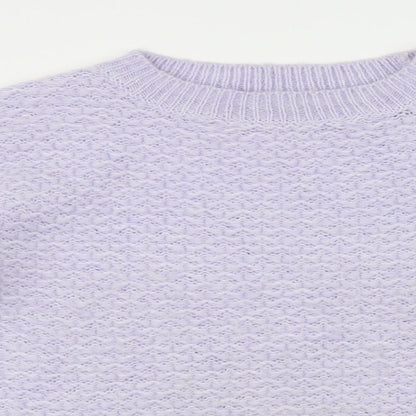 Marks & Spencer Womens Purple Round Neck Acrylic Pullover Jumper Size S