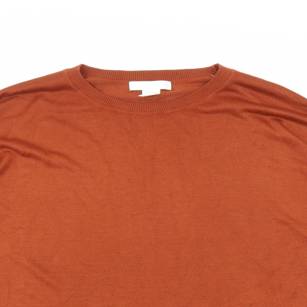 H&M Womens Orange Round Neck Viscose Pullover Jumper Size S