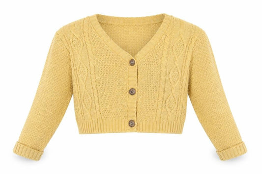 Rebellious Womens Yellow V-Neck Acrylic Cardigan Jumper Size S