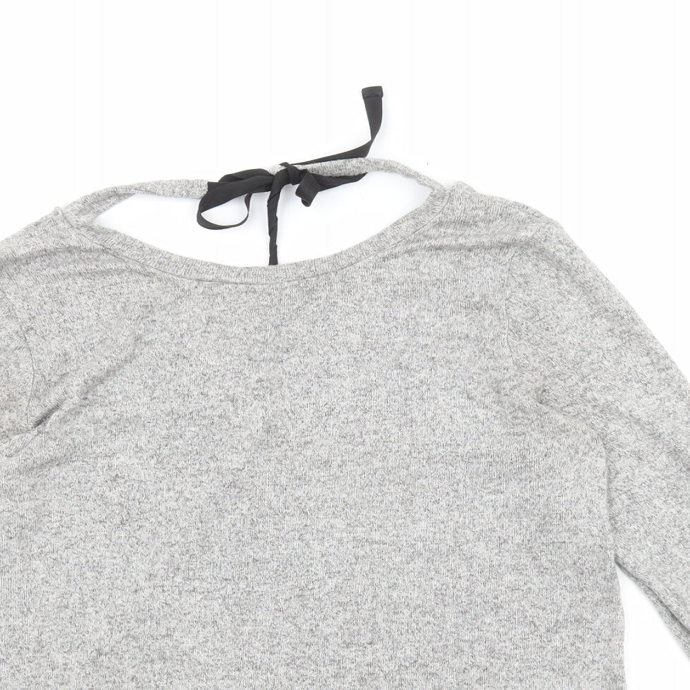 River Island Womens Grey Polyester Basic T-Shirt Size 8 Round Neck