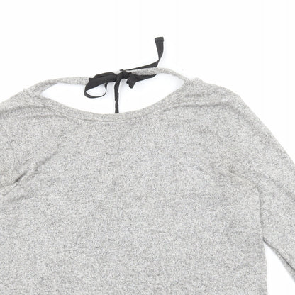 River Island Womens Grey Polyester Basic T-Shirt Size 8 Round Neck