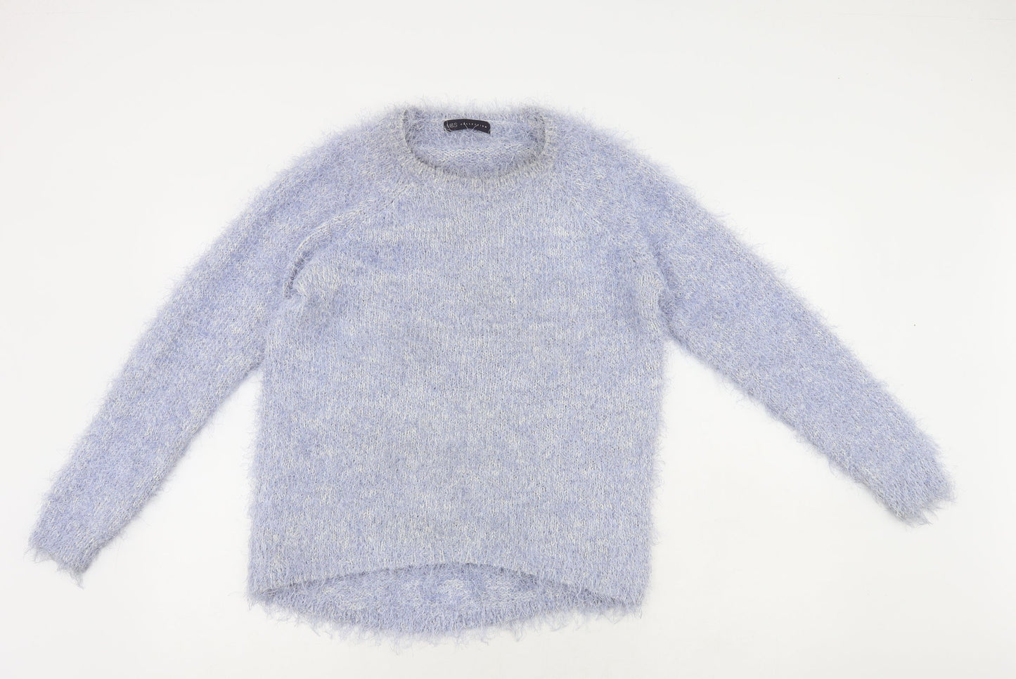 Marks and Spencer Womens Blue Round Neck Polyester Pullover Jumper Size 12