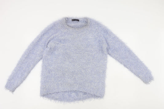 Marks and Spencer Womens Blue Round Neck Polyester Pullover Jumper Size 12